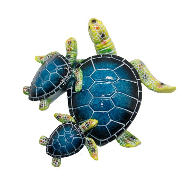 Home Decor Resin Large Full Color Printed Blue Sea Turtle Statue for Beach Souvenir