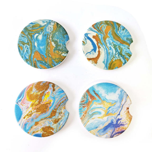 Custom Mandala Design Absorbent Ceramic Coaster for Car