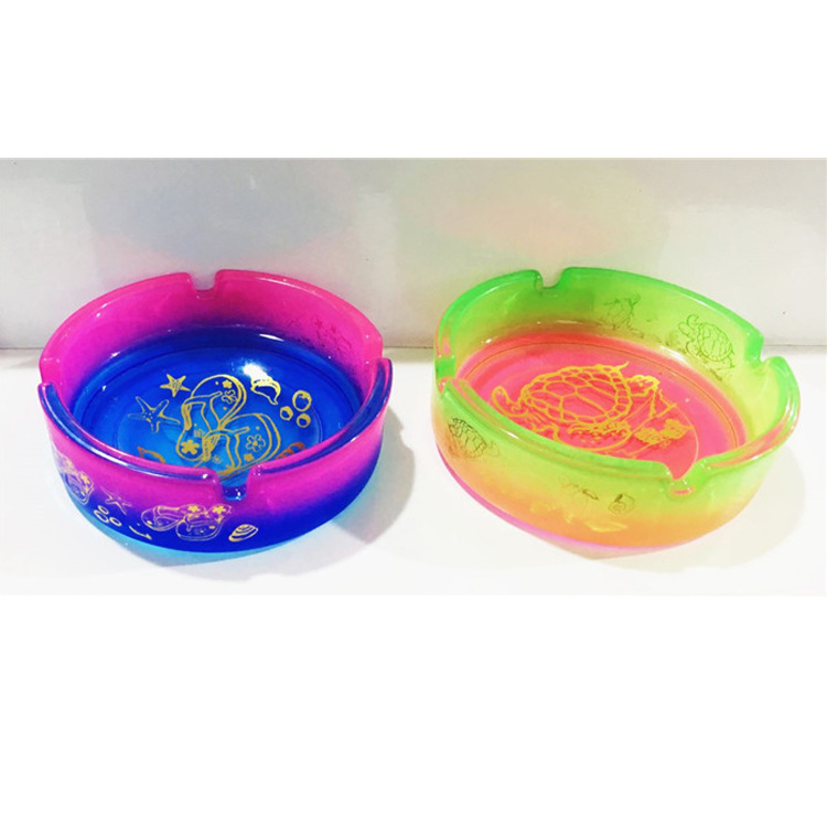 Wholesale Souvenir Gift Custom Logo Round Colorful Glass Ashtray