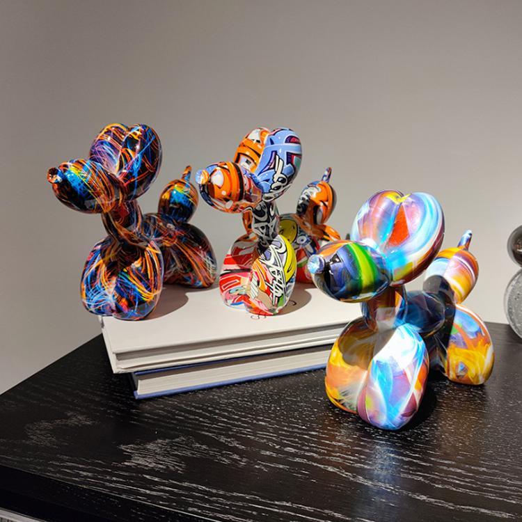 Modern Home Decor Colorful Dog Statue Resin Balloon Dog Sculpture