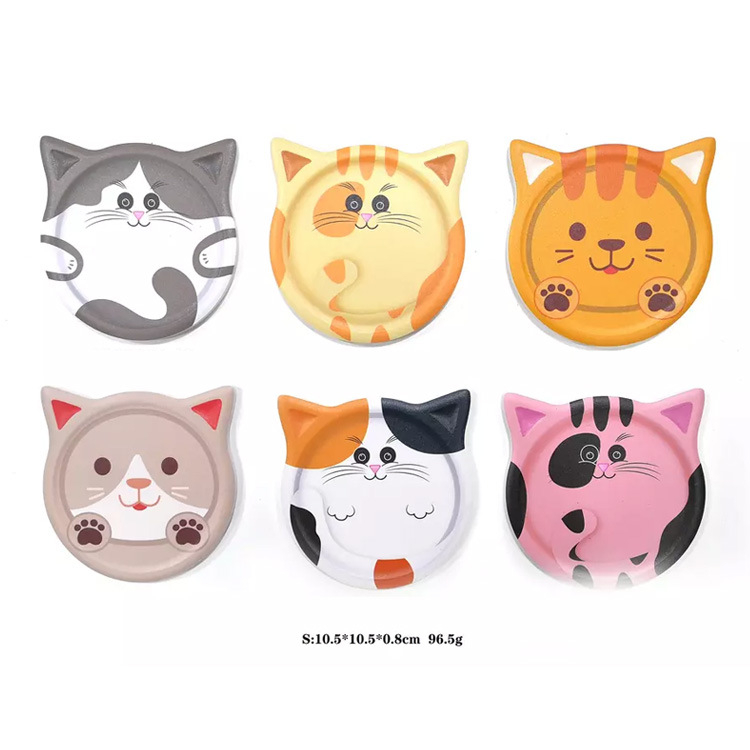 Custom Ceramic Animal Drink Coaster Set Unique Shape Cute Cat Dog Head Coasters