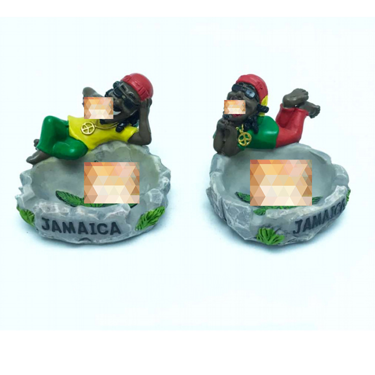 Custom Hand Painted Jamaica Souvenir Polyresin Ashtray