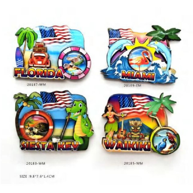 Custom Travel Souvenir Beach Wood Fridge Magnet Epoxy