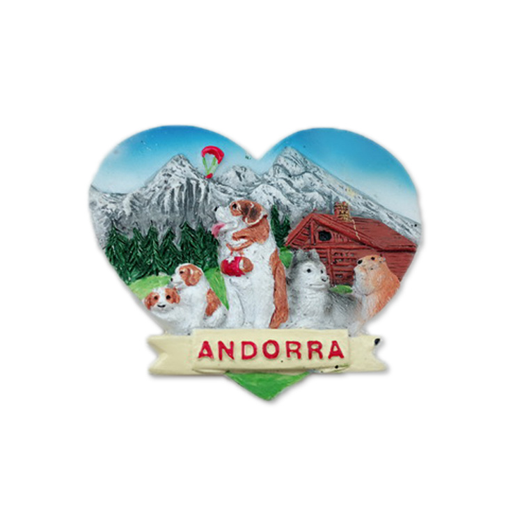 Resin Printed Tourist Gift Skiing Souvenir Andorra Fridge Magnet