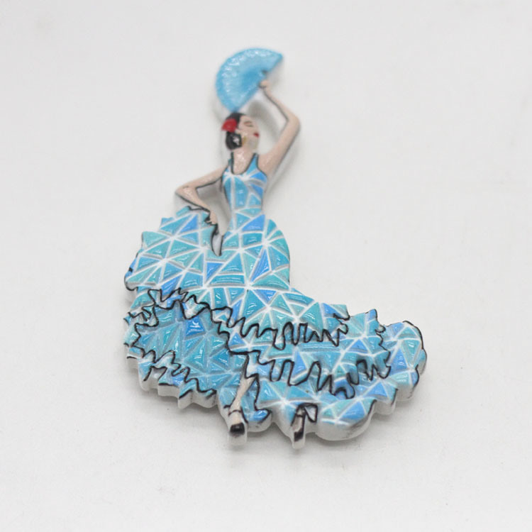 Wholesale Travel Souvenir Resin Magnet Flamenco Spain Souvenir Dancer Girl Fridge Magnet