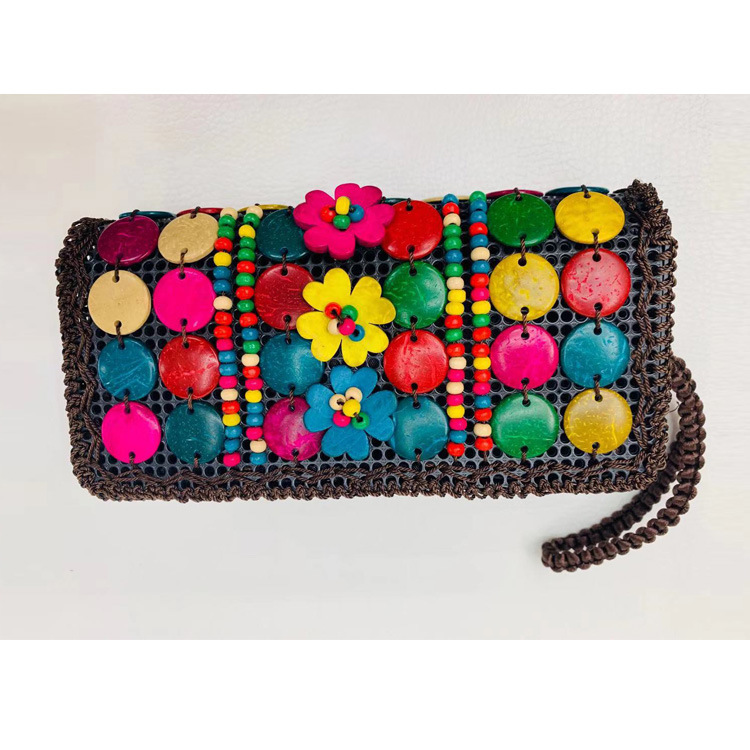 Wholesale Women Handmade Beaded Coconut Shell Purse for Souvenir Gift