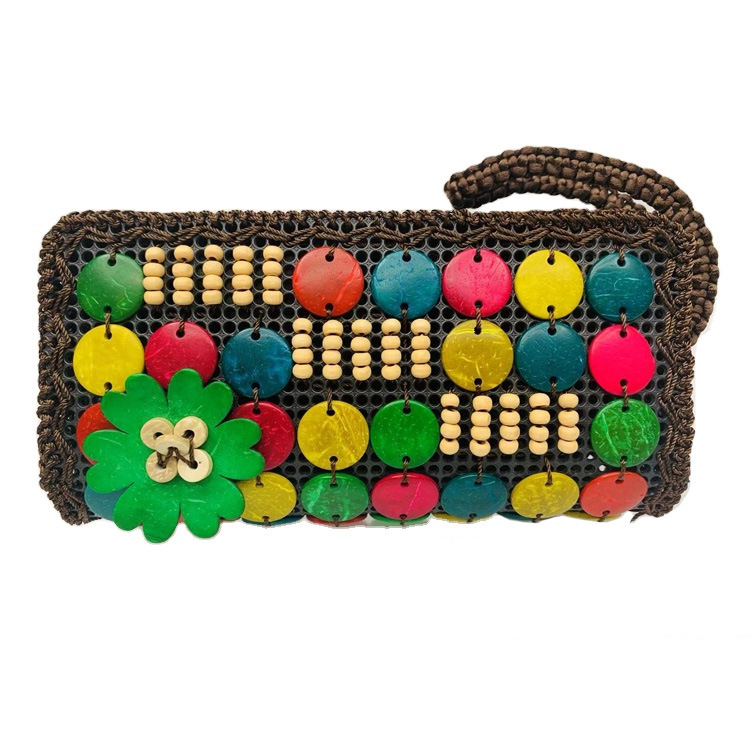 Wholesale Women Handmade Beaded Coconut Shell Purse for Souvenir Gift