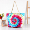 Wholesale Women Fashion Beach Bag Canvas Rainbow Tie Dye Tote Bags