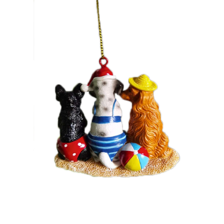 Wholesale Resin Christmas Tree Decorative Hanging Animal Dog Christmas Ornament