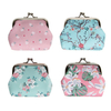 Custom Printed PU Leather Coin Pouch Floral Flower Design Small Clasp Coin Purse for Women