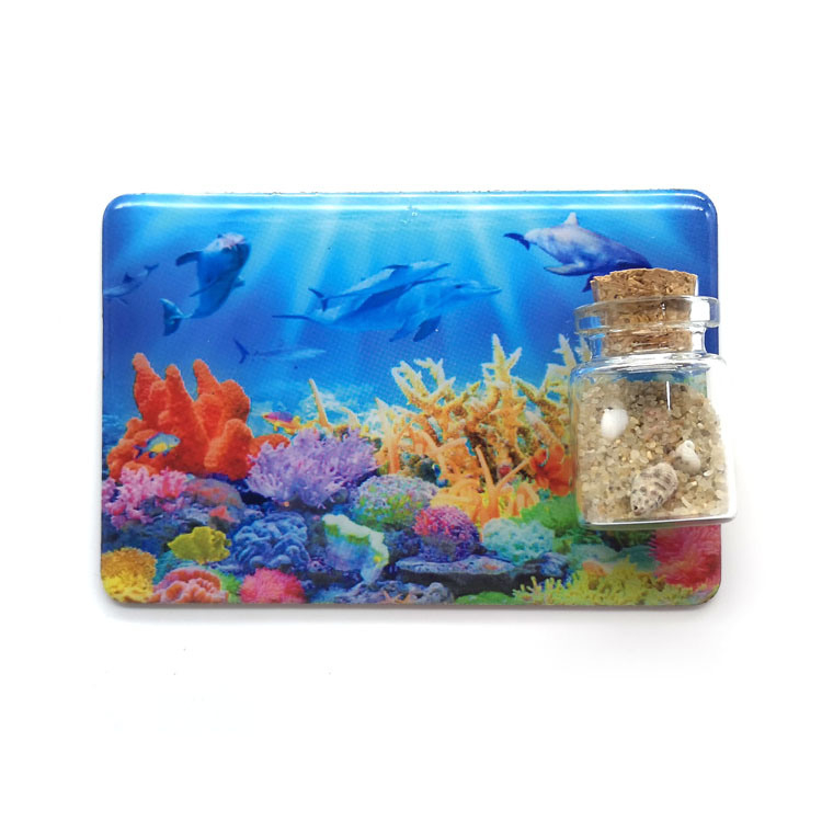 Custom Beach Souvenir Epoxy Sand Bottle Fridge Magnet