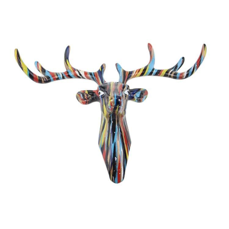 Nordic 3D Art Animal Wall Decorative Resin Deer Head for Home Decor