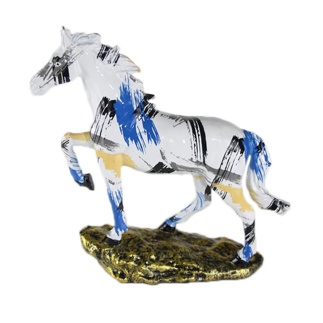 Modern Art Printed Polyresin Decorative Horse Figurine for Home Office Desktop