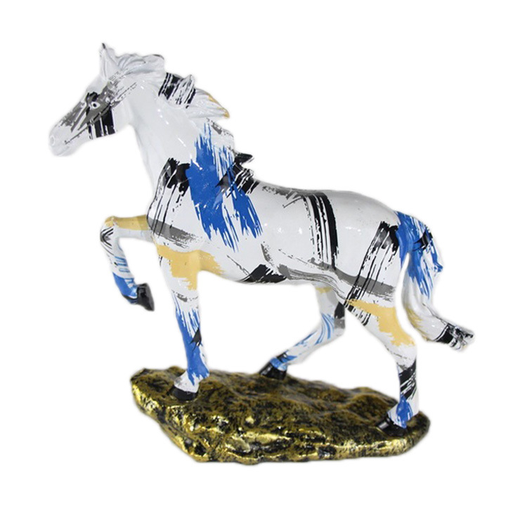 Modern Art Printed Polyresin Decorative Horse Figurine for Home Office Desktop