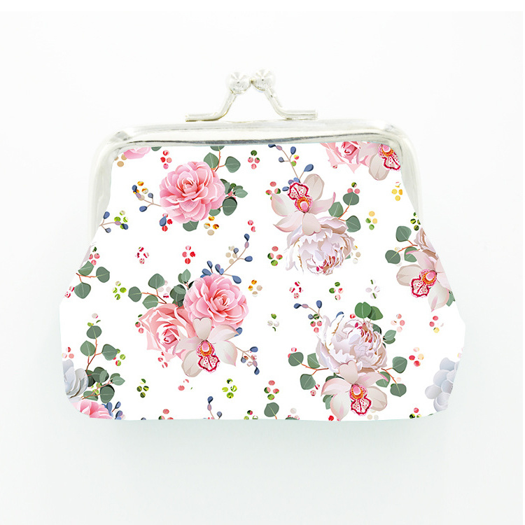 Custom Floral Pattern PU Leather Fashion Small Wallet Women Coin Purse