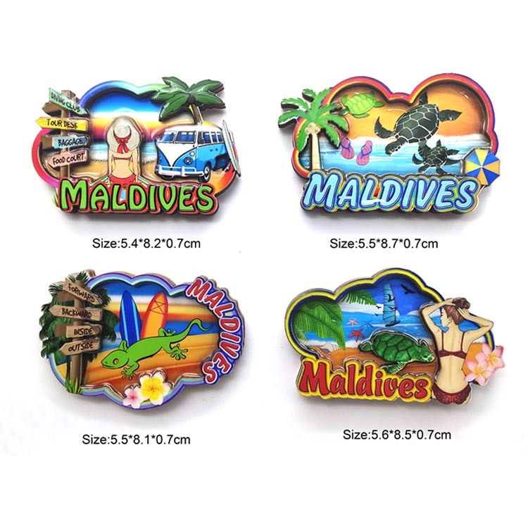 Maldives Souvenir Beach Landmark Wood Fridge Magnet