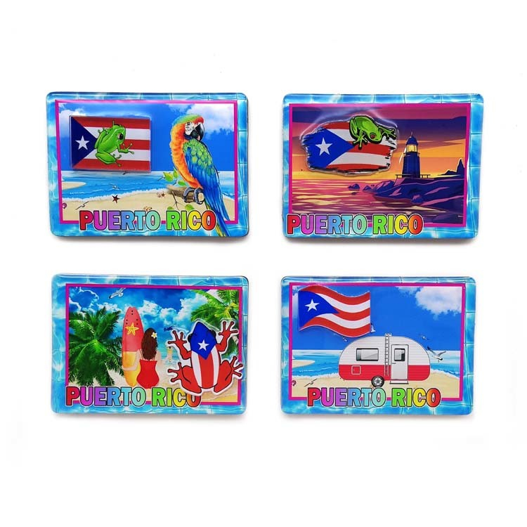 Wholesale Custom EVA Epoxy Tourist Beach Turtle Flag Puerto Rico Souvenirs Fridge Magnet