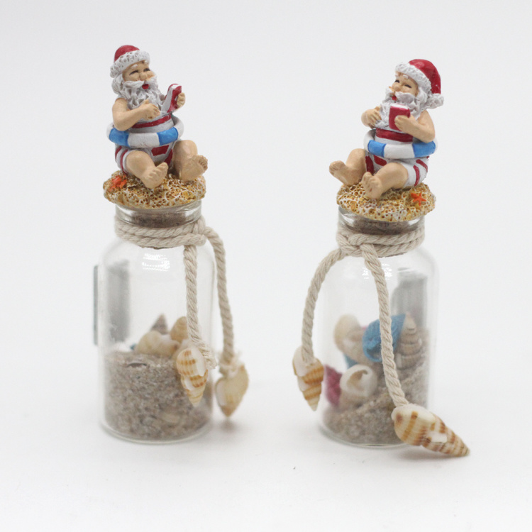 Tourist Beach Souvenir Cork Glass Bottle with Sand and Shell Inside