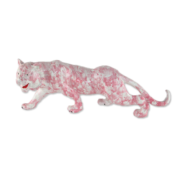 Customized Water Transfer Printing Animal Statue Leopard Souvenir Resin Figurine for Home Decor