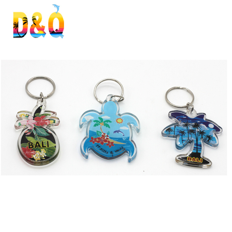 Wholesale Customized Promotion Gift Beach Souvenir Acrylic Turtle Dolphin Keychain