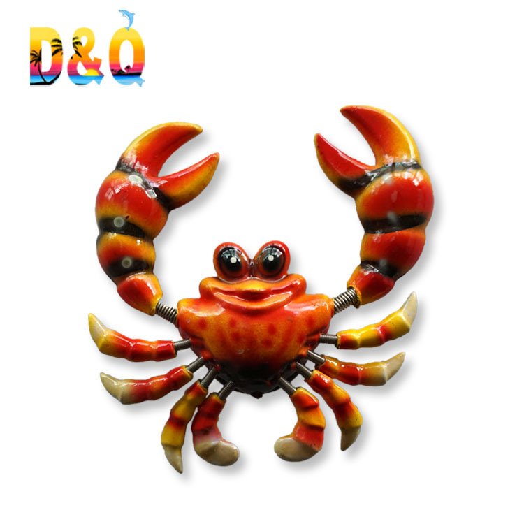 Factory Wholesale Beach Souvenir Bobble Fridge Magnet Crab 3D Sea Animal Magnets