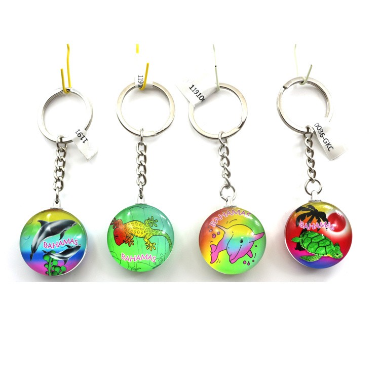 Custom Beach Tourist Souvenir Gift Glass Key Chains