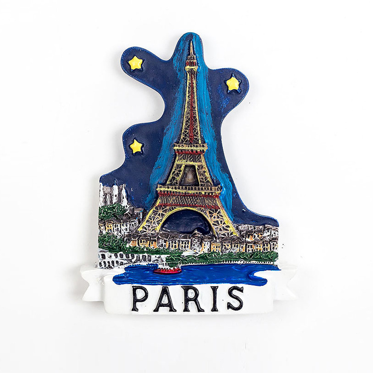 Customized Resin Hand Painted City Scenery France Paris Souvenir Fridge Magnet