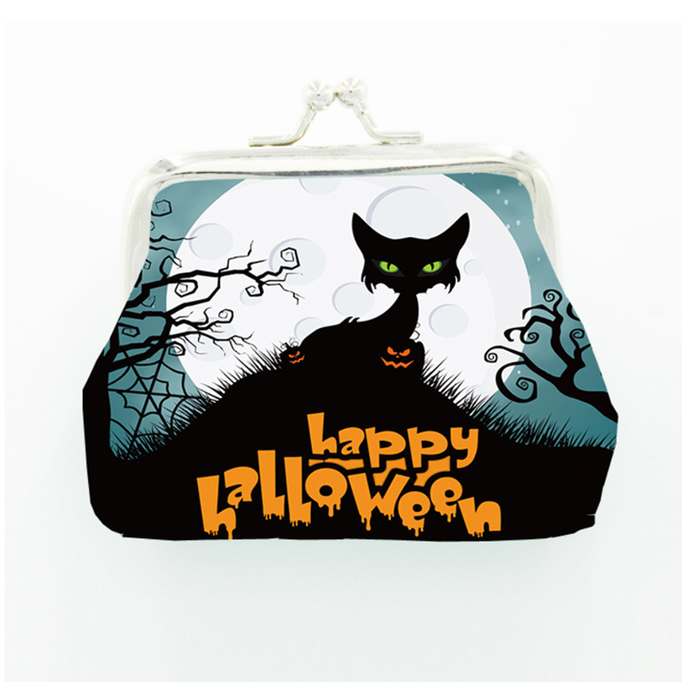 Custom Halloween Holiday Gift Wallet PU Leather Halloween Coin Purse for Women