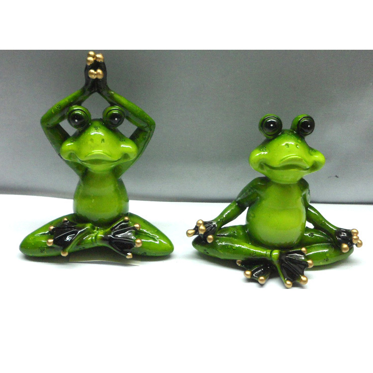 Wholesale Home Garden Decor Cute Yoga Frog Statue Resin Frog Figurine