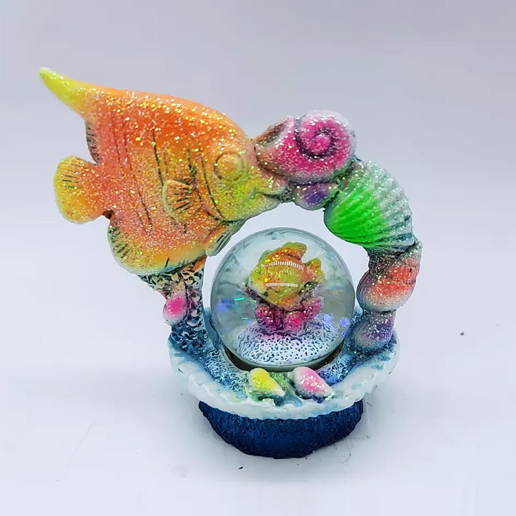 Resin Ocean Marine Beach Souvenir Tropical Fish Snow Globe