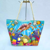 Wholesale Digital Print Beach Tote Bag Customized Logo Beach Series Cotton Rope Beach Bag