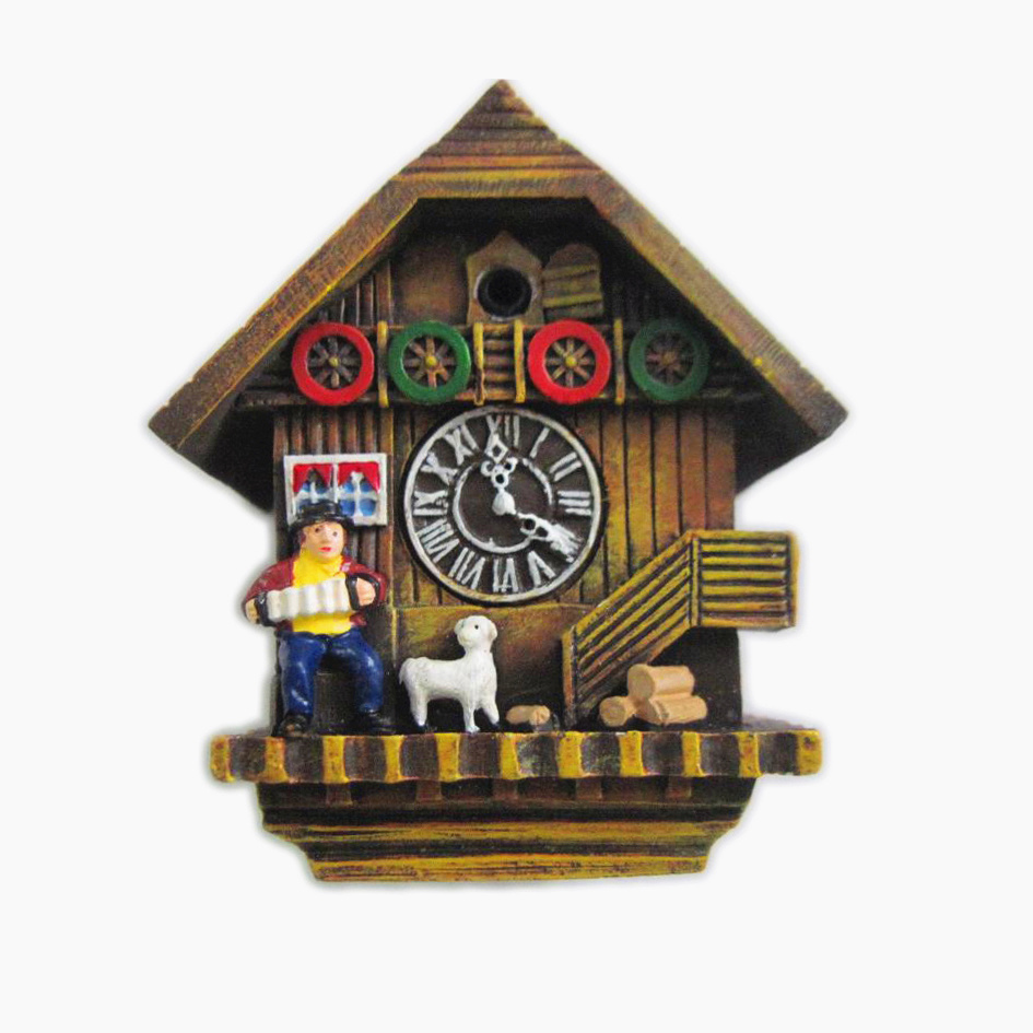 Resin Handmade Painted Austria Germany Cuckoo Clock Souvenir Fridge Magnet