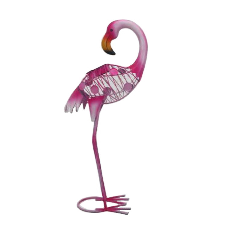 Outdoor Garden Decoration Metal Animal Stake Pink Art Flamingo Yard Ornament