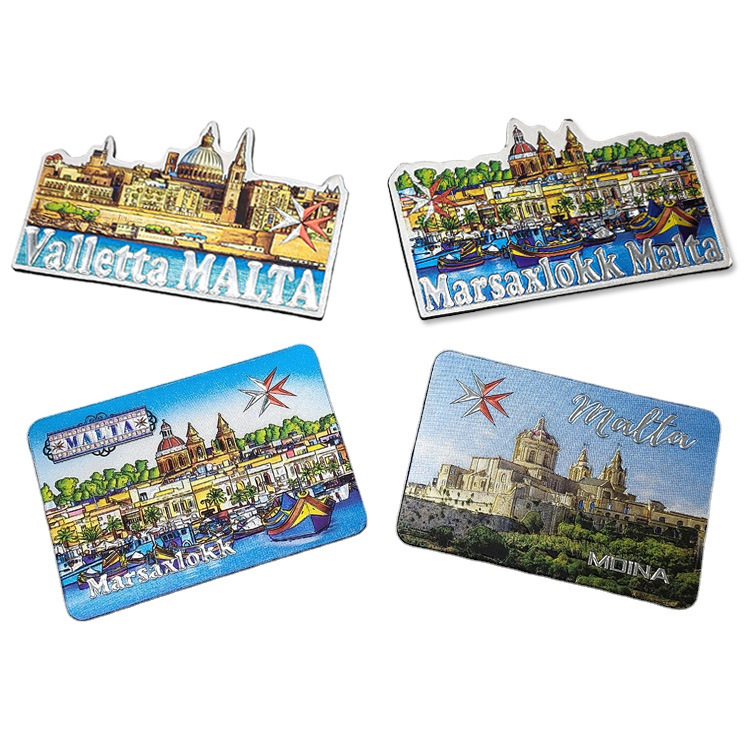 Customized European Landscape Tourist Souvenir Magnet Croatia Malta Souvenir Aluminium Foil Fridge Magnets