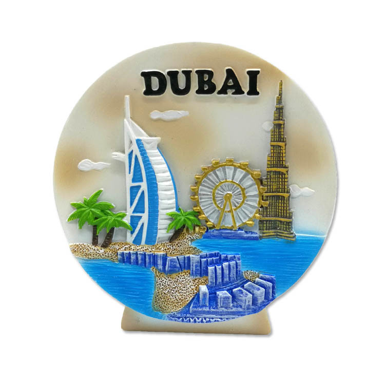 China Supplier Resin Hand Painted Dubai Souvenir Fridge Magnet