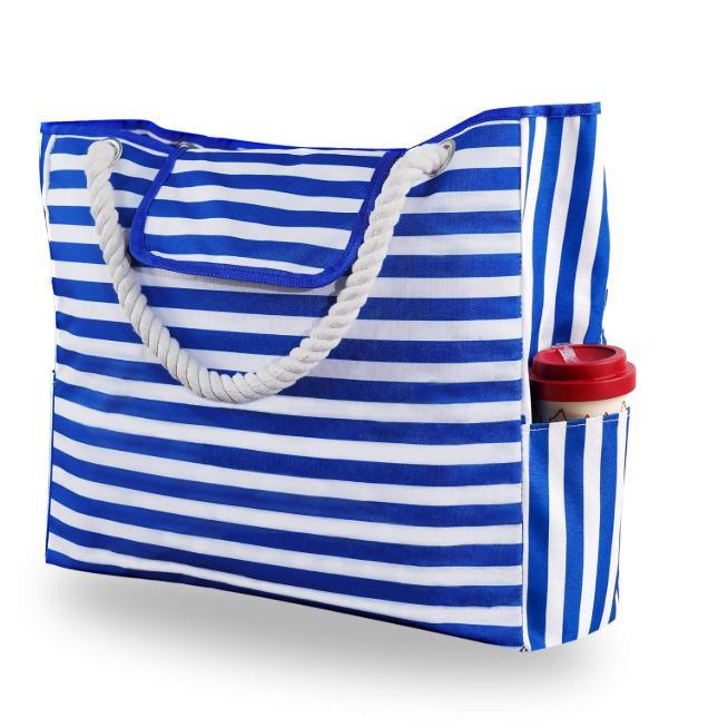 Large Canvas Striped Beach Bag Tote Shoulder Bag for Women′s Shoulder Handbags Beach Travel