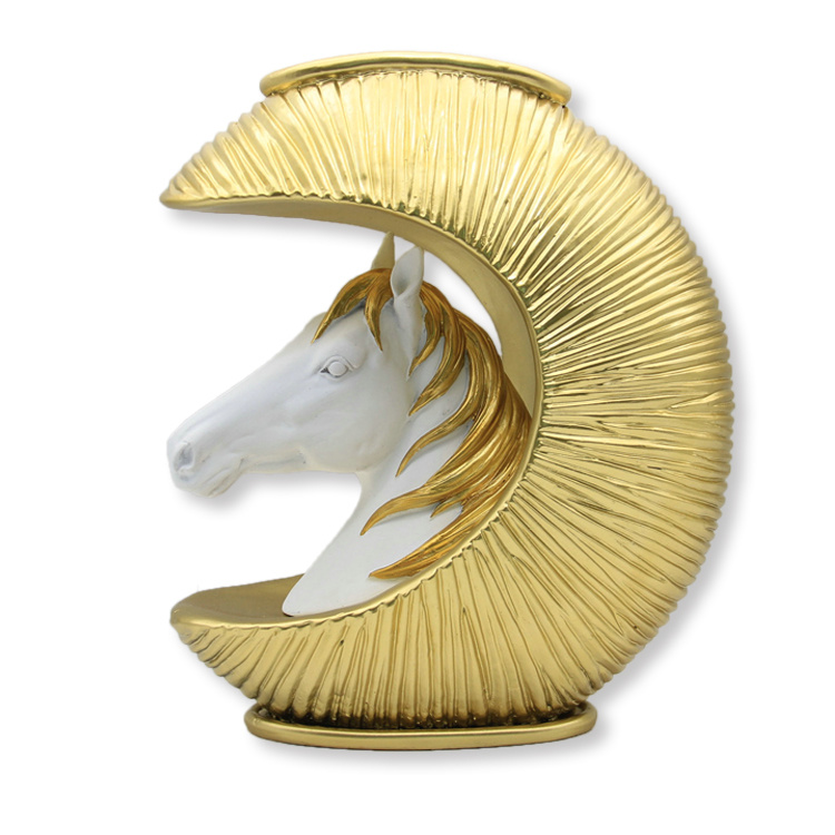 Wholesale Europe Home Decoration Resin Gold Horse Statue Table Flower Vases