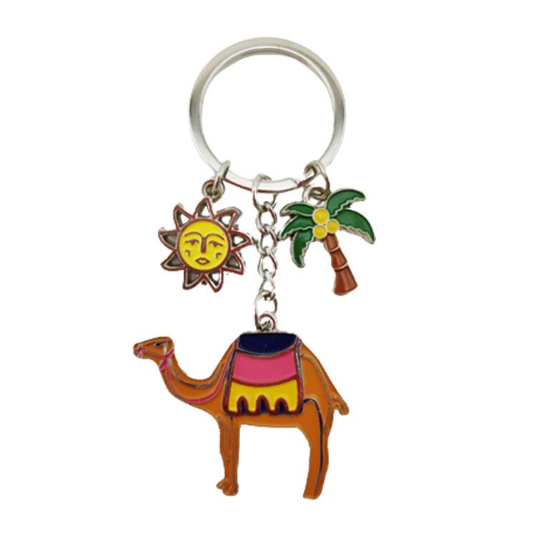 Custom Alloy Metal Beach Los Angeles Souvenir Keychain with 3 Charms