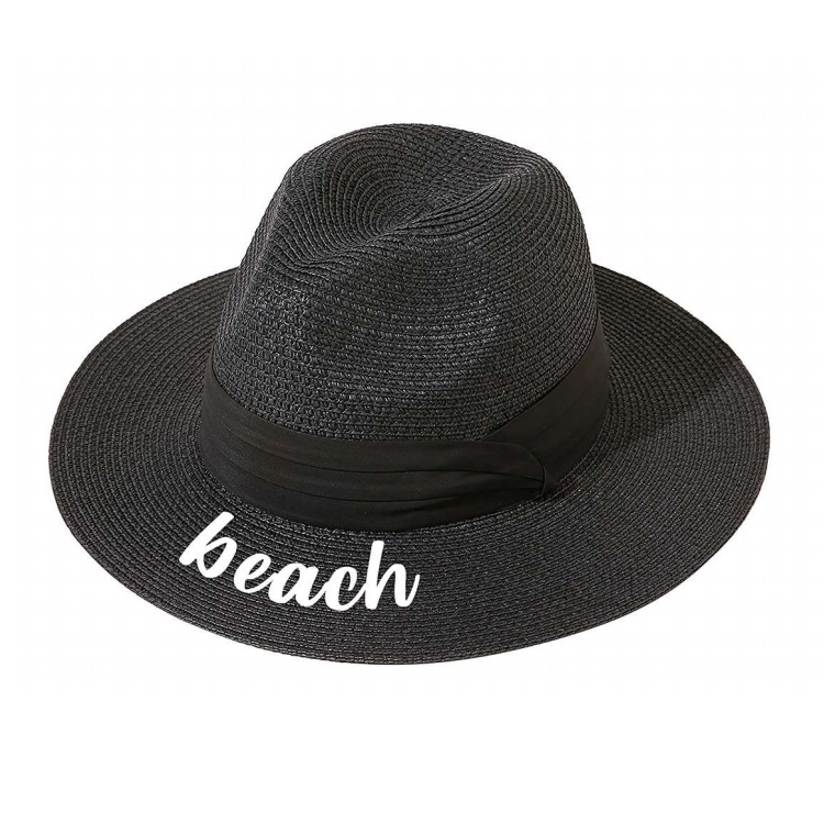 Summer Fashion Panama Sun Hat Fedora Black Band Straw Hat for Women