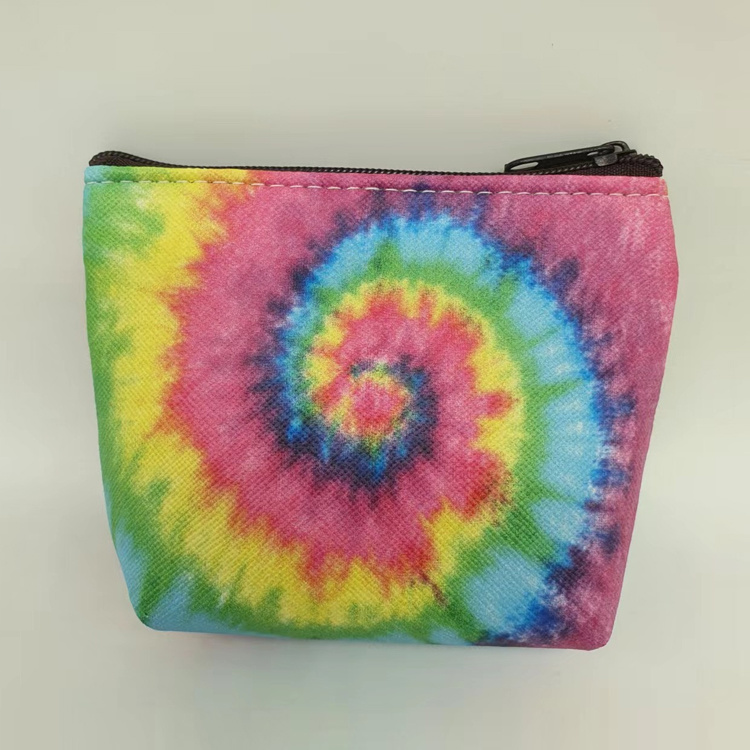 Wholesale Unique PU Leather Women Rainbow Coin Wallet Zipper Tie Dye Coin Purse