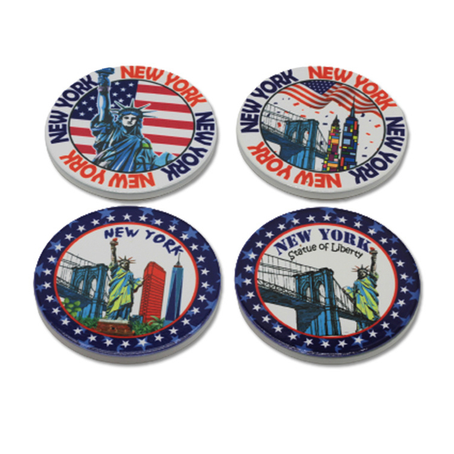 Factory Custom Pattern Ceramic Drink Tea Coffee Coaster New York Souvenir Gift Coaster