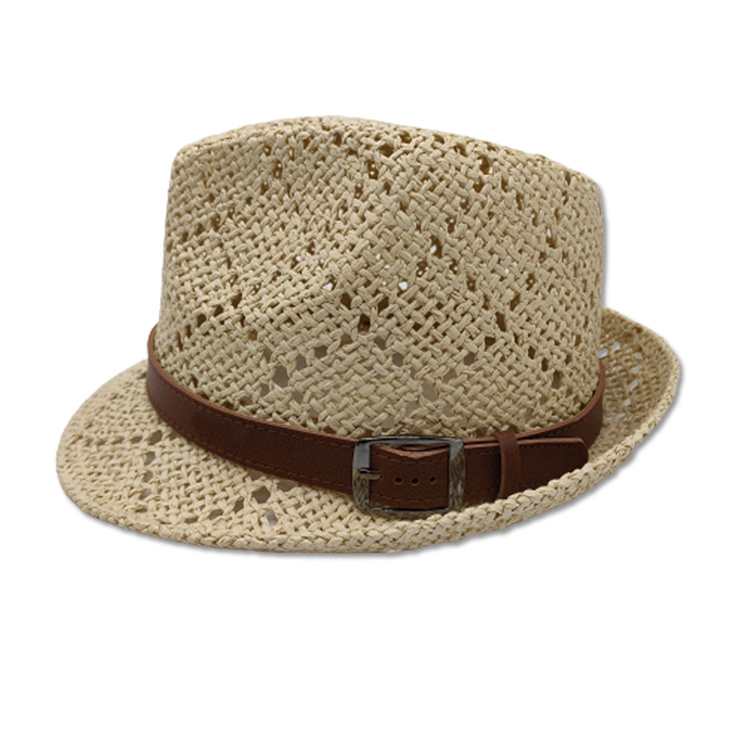 Custom Logo Classic Vintage Beach Summer Men Straw Fedora Hat