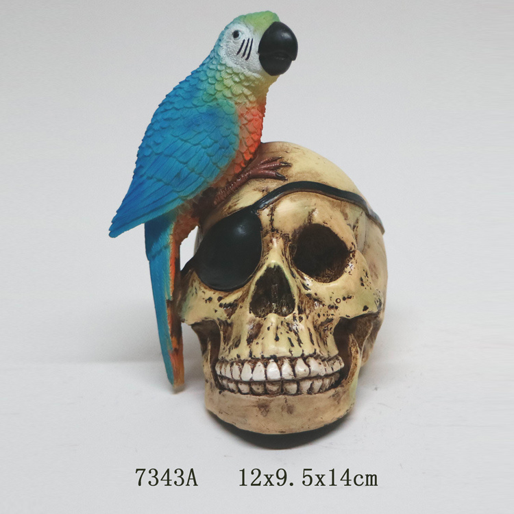 Factory Wholesale Halloween Crafts Creative Home Decoration Resin Skull Head