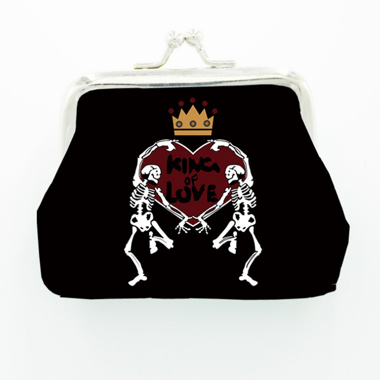 Wholesale Printing Kiss Lock Mini Change Purse Skull Wallet Coin Purse