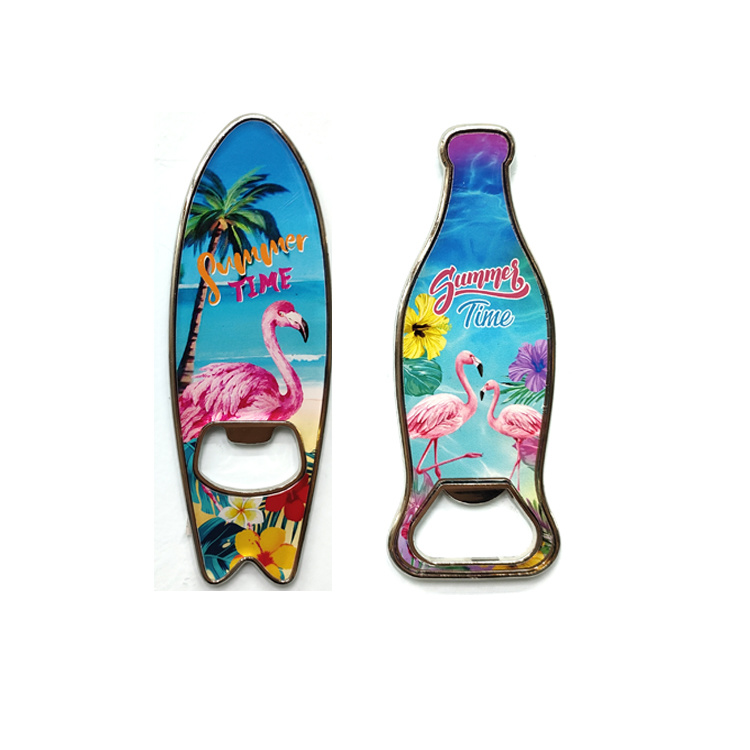 Custom Metal Tourist Souvenir Fridge Magnet Flamingo Bottle Opener