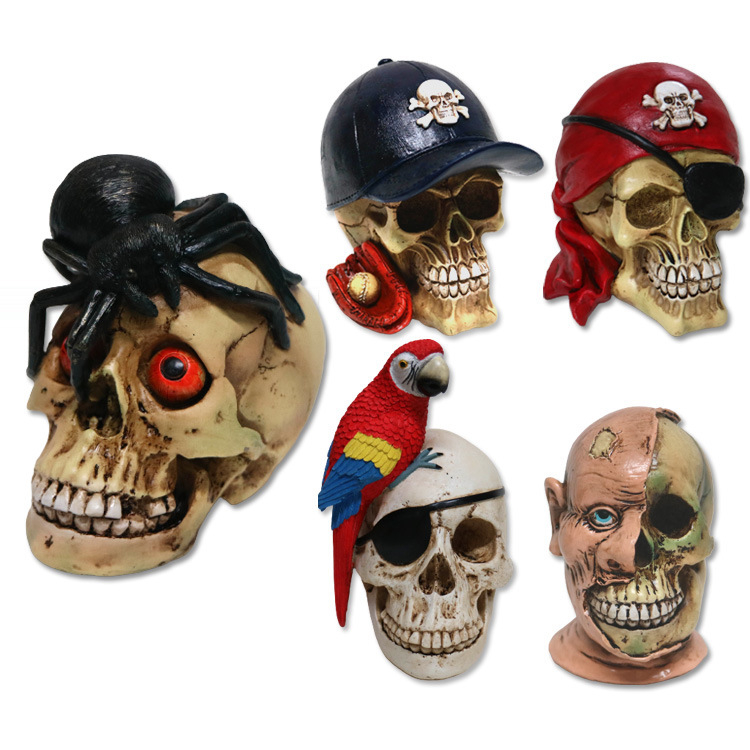 Wholesale Resin Skull Head Sculpture Halloween Craft Skull Head for Home Decoration