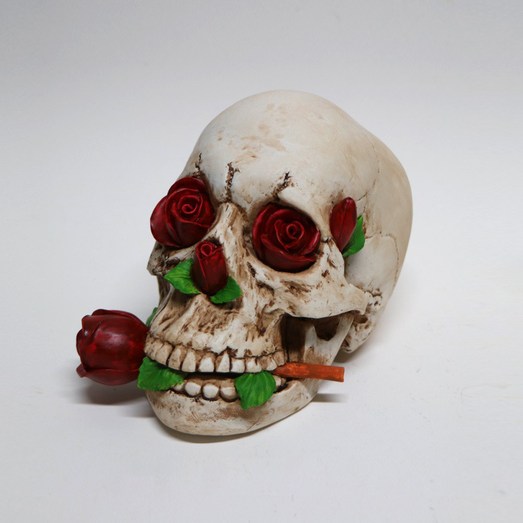 Wholesale Resin Skull Head Sculpture Halloween Craft Skull Head for Home Decoration