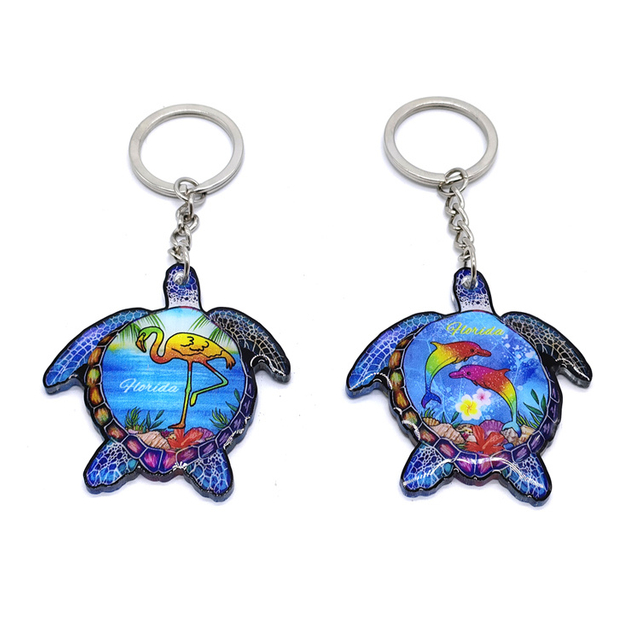 Custom Sea Beach Island Travel Souvenir Turtle Acrylic Keychain