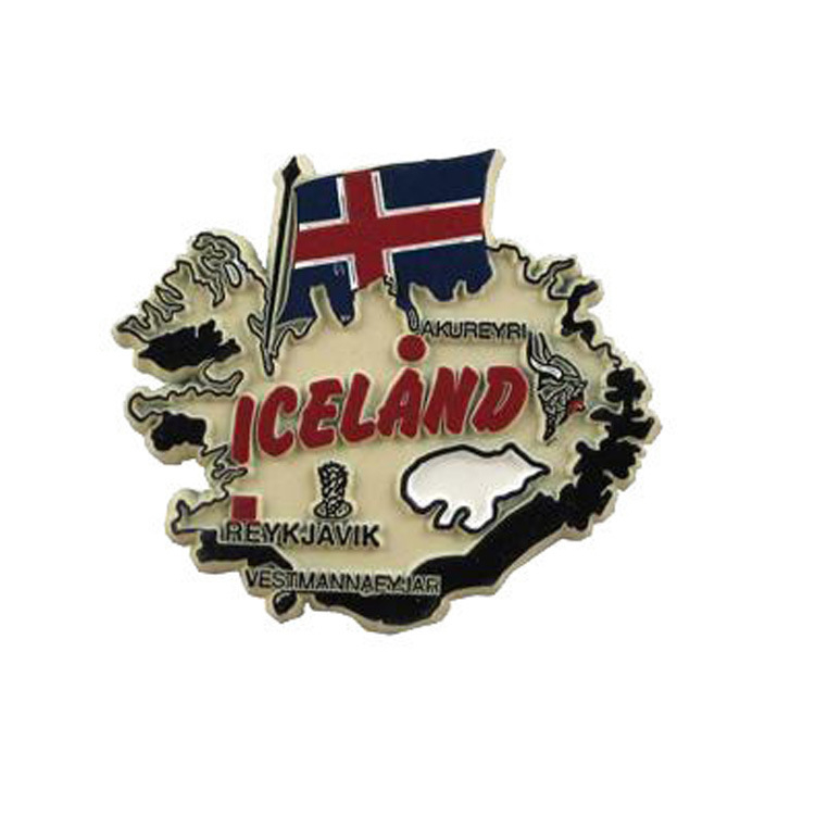 Custom Map Shape Souvenir Rubber Magnet Soft PVC Iceland Souvenir Fridge Magnet