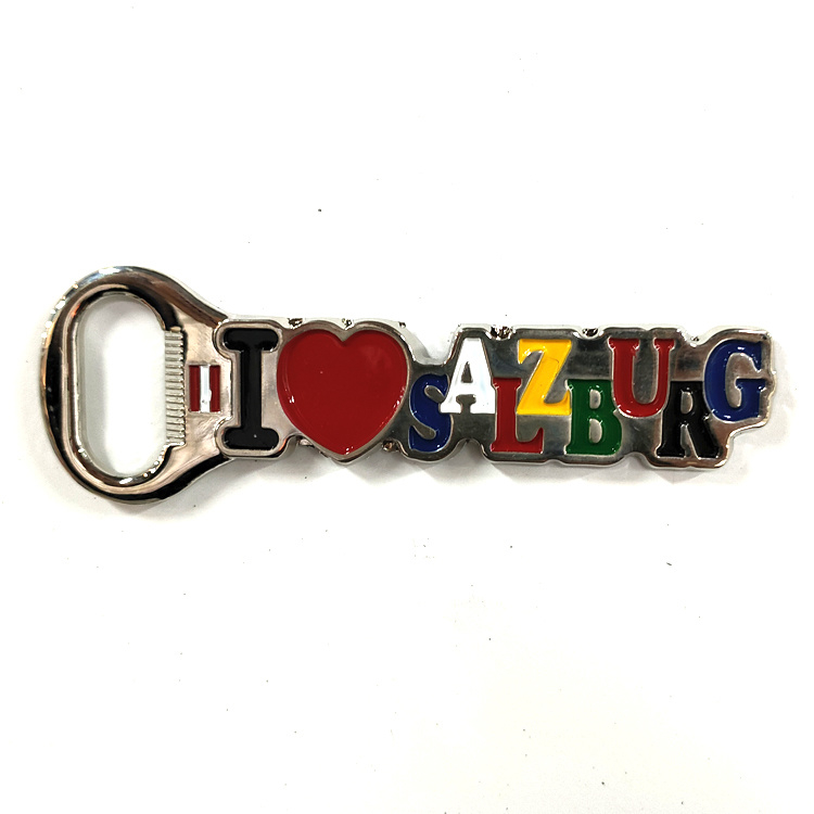 Custom Tourist Souvenir Metal Magnetic Bottle Opener for Refrigerator Decoration